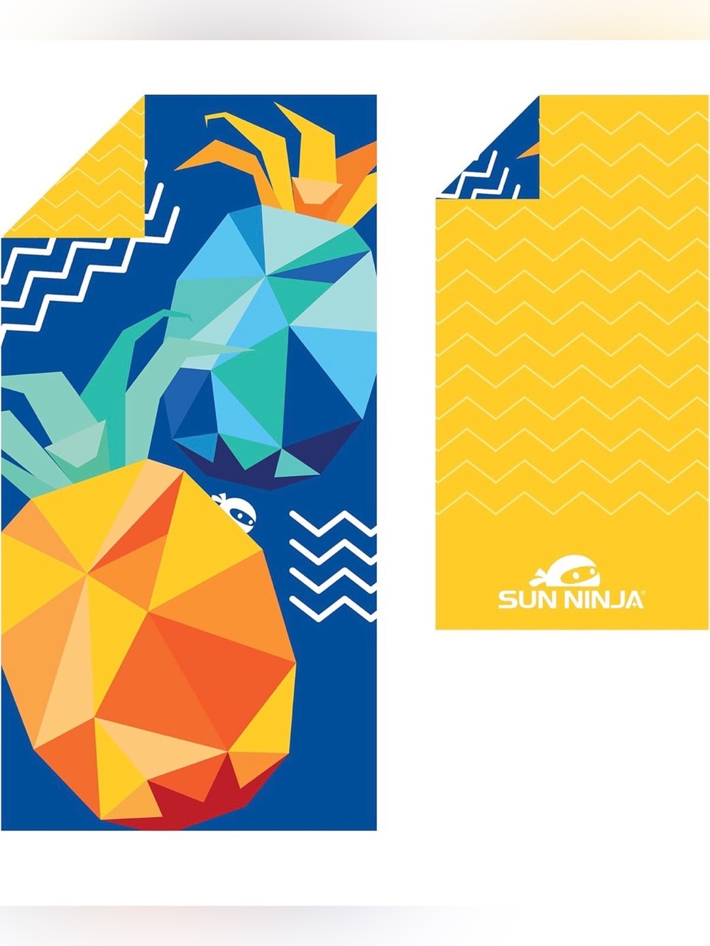 NWT: TWO Ninja Pineapple Graphic Beach Towels - Blue, Yellow & Teal